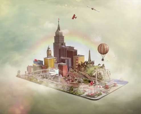 Image of city on top of credit card